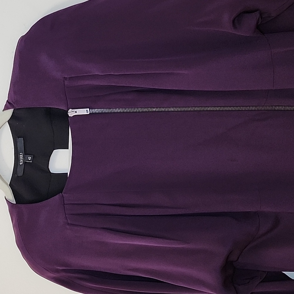 Gucci 100% silk Purple asymmetrical zip Pleated Cutout Elegant Dress Sz 42/Med - Picture 6 of 16